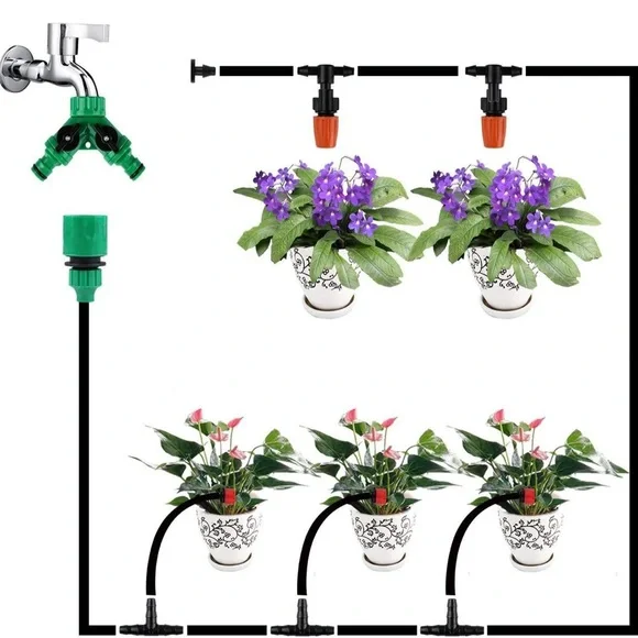 Drip Irrigation Kit System Automatic Watering Equipment Tubing Hose Garden 50ft - Picture 3 of 7